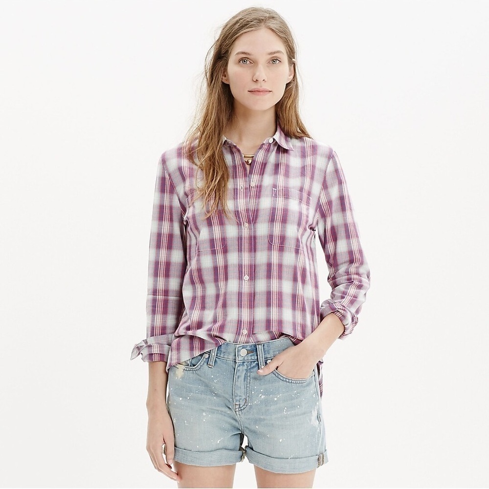 Madewell Ex-Boyfriend Shirt in Manhasset Plaid Size Small